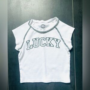 Lucky Brand White Crop Top with Raglan Sleeves